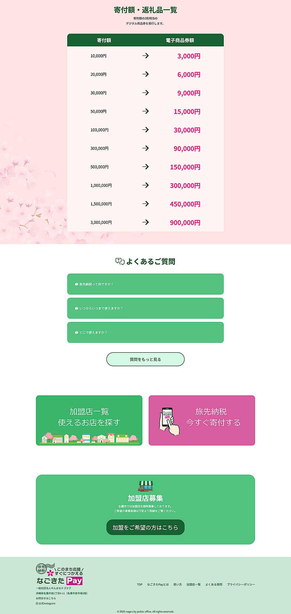 沖縄旅先納税サイト名護市のなごきたPay ホームページ制作実績
