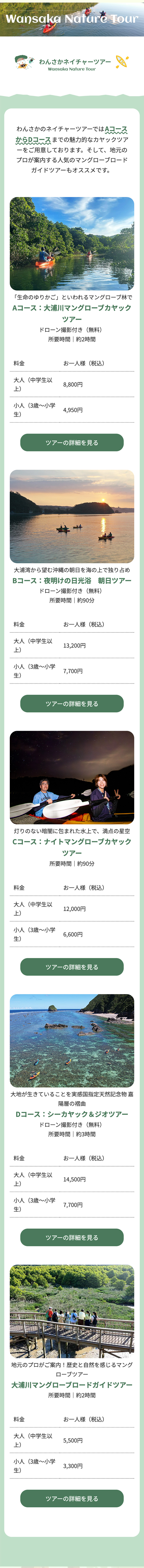 沖縄でマングローブカヤックツアーならわんさか大浦パーク ホームページ制作